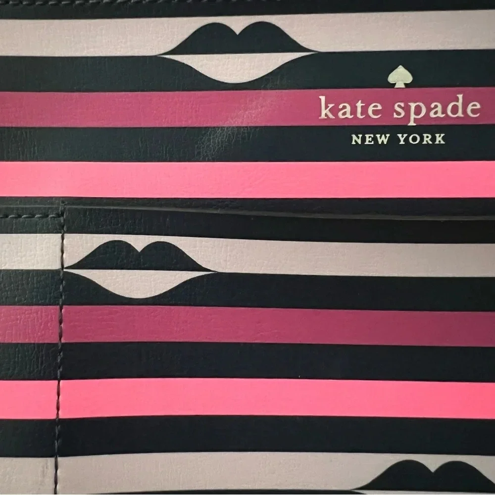 Women’s Kate Spade New York Patrice Lip Print Pink Striped Crossbody Bag Purse